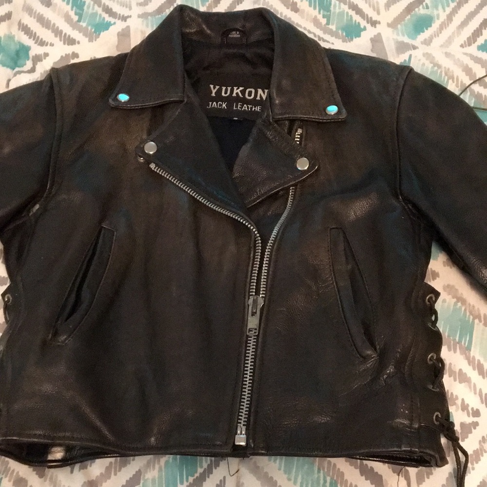 Vintage Lined ladies heavy leather riding jacket.